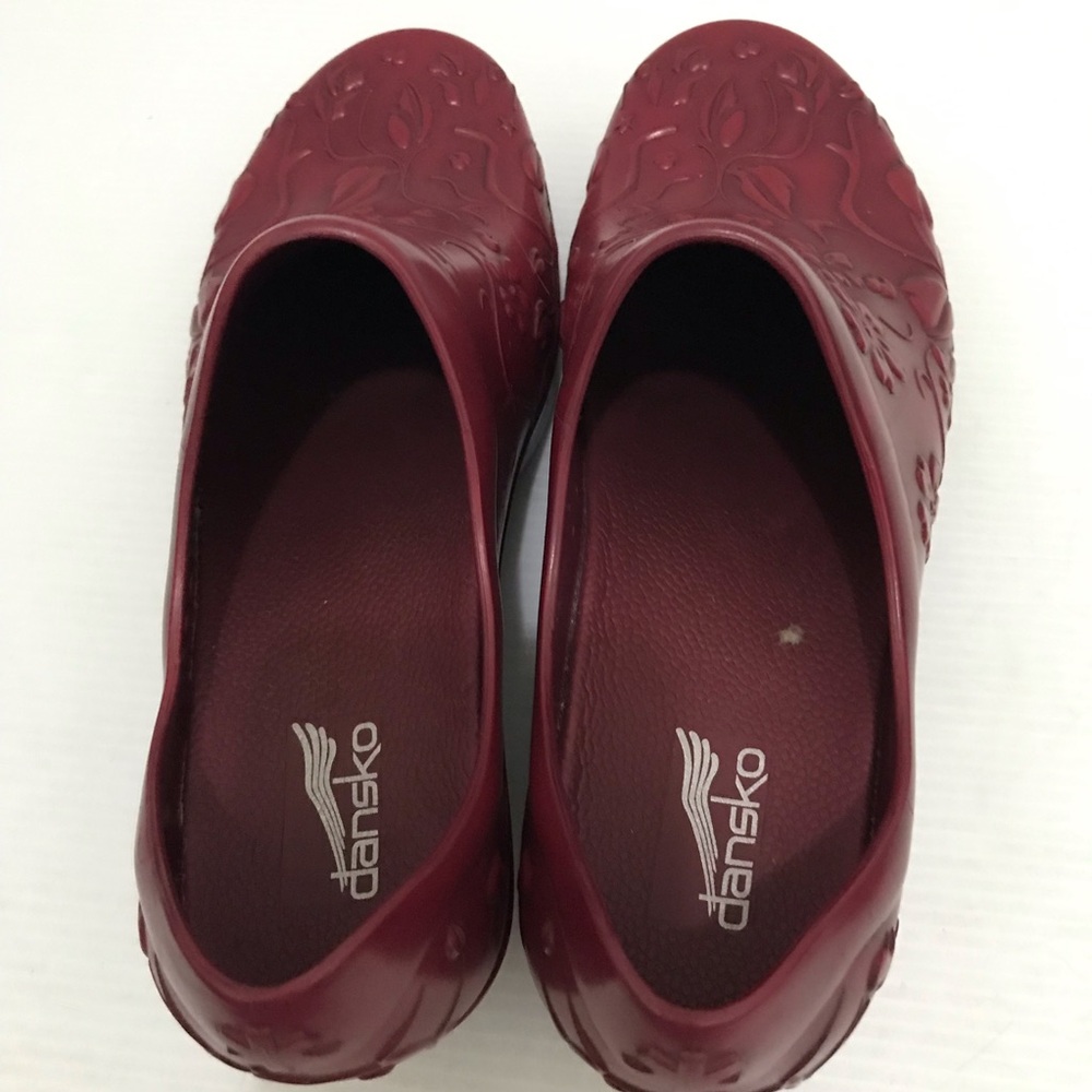 Dansko Pixie Rubber Embossed Clogs In Red Size 41 - image 5